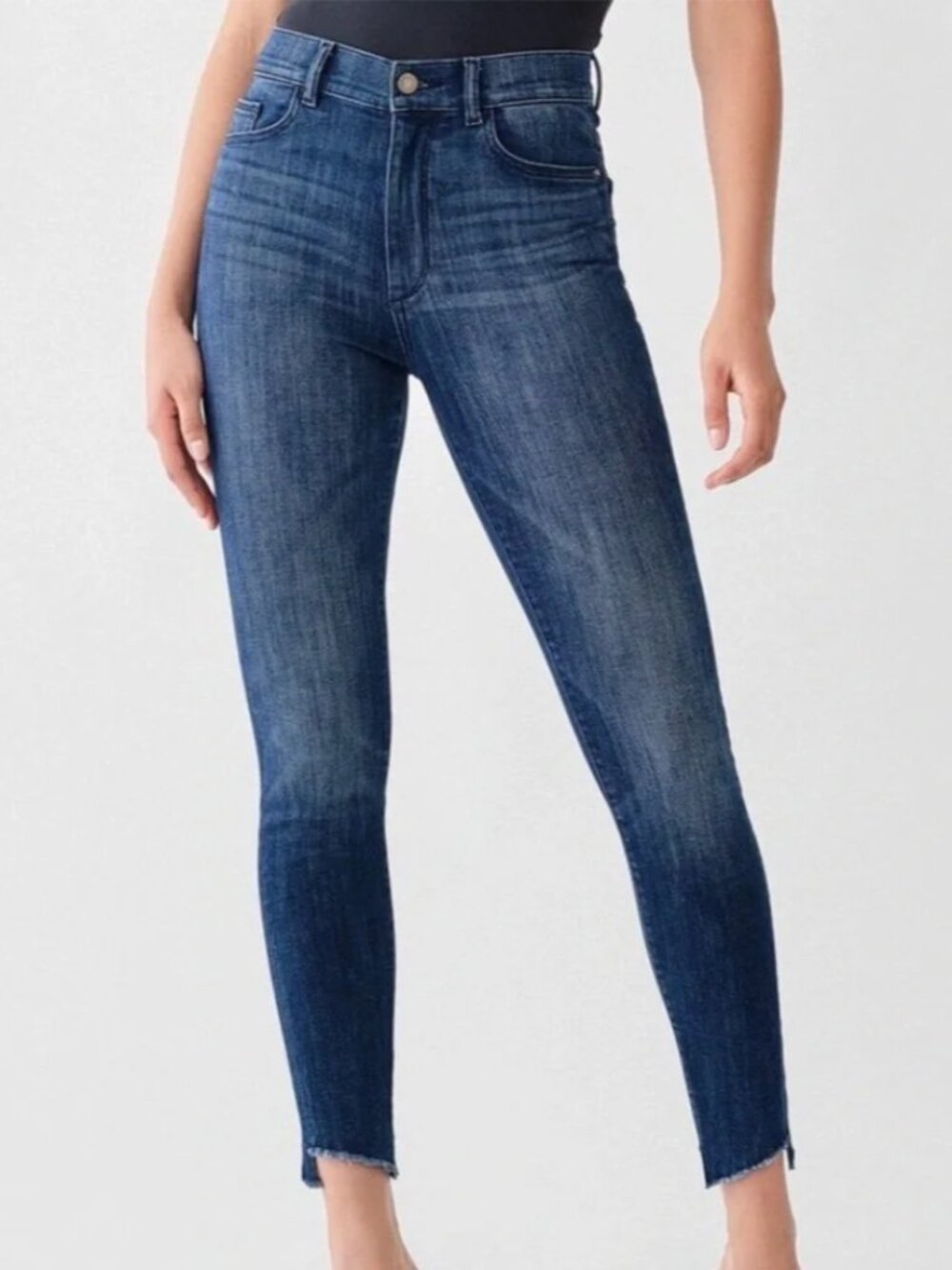 DL1961 Farrow Instasculpt Skinny Jeans 28 High Rise Cropped Raw Hem